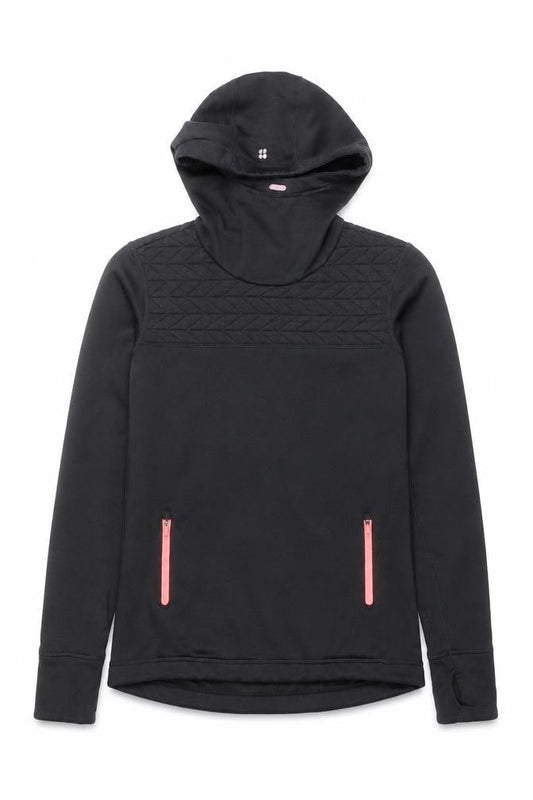 Sweaty Betty Womens Black XS Quilted Hooded Pullover Top