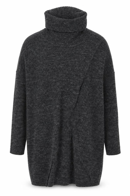 Front view of Only Women’s Grey Roll Neck Long Sleeve Knit Jumper L