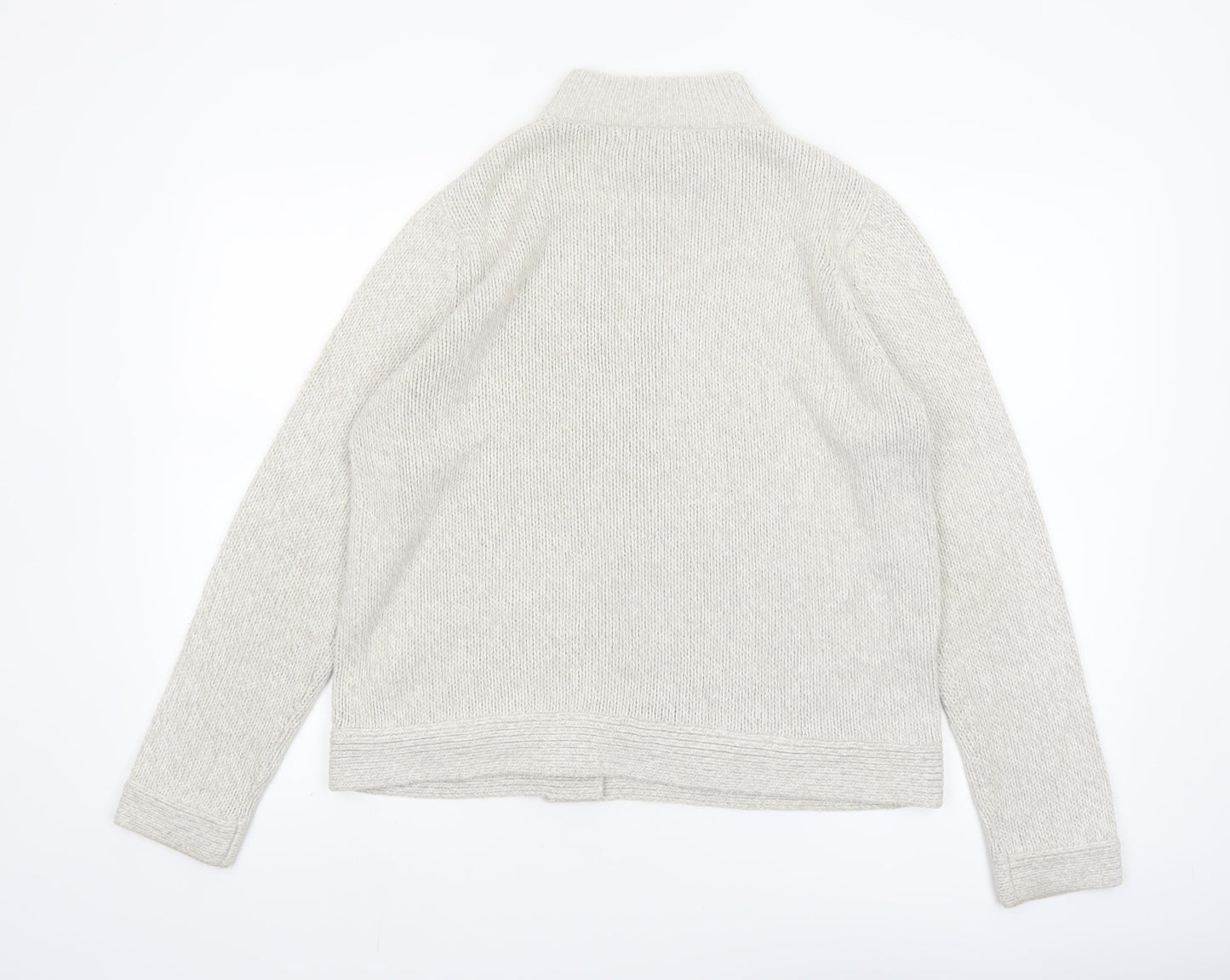 EWM Women Ivory Full Zip Mock Neck Knit Jumper Size 14/16