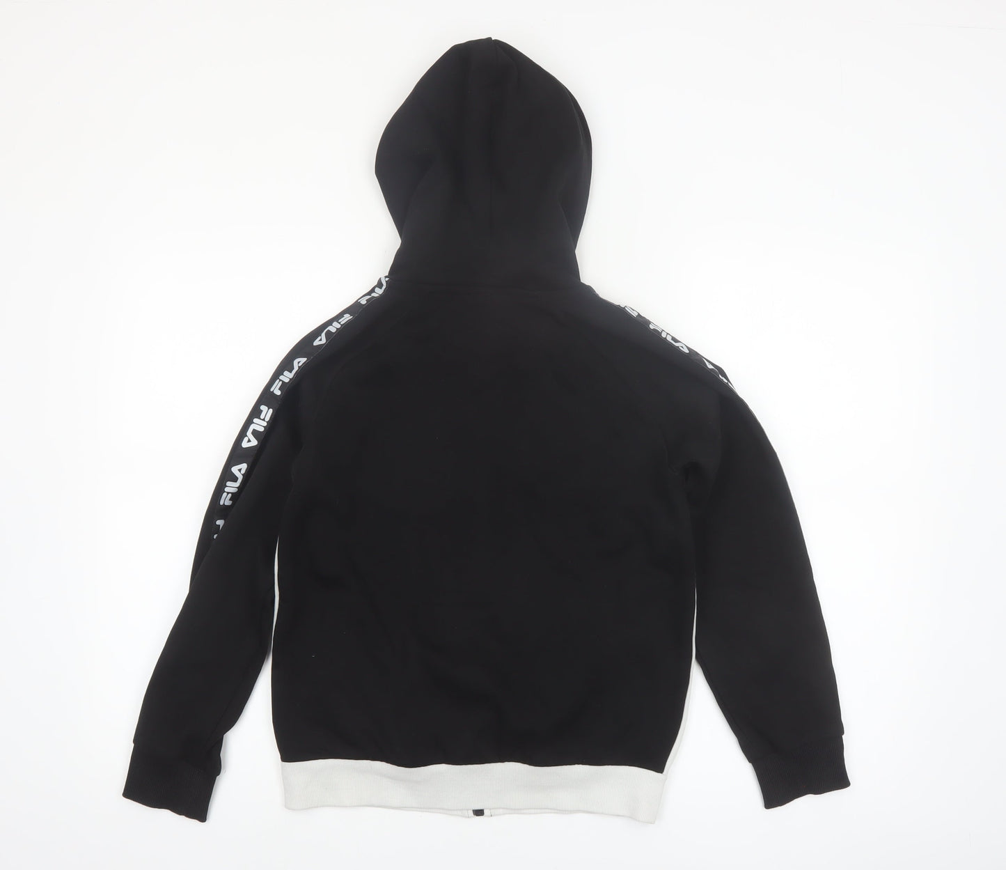 Fila Boys Black & White Full Zip Hoodie Age 12 Logo Hooded Sweatshirt