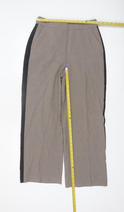 Back view of Gallery women’s beige check straight trousers uk 10