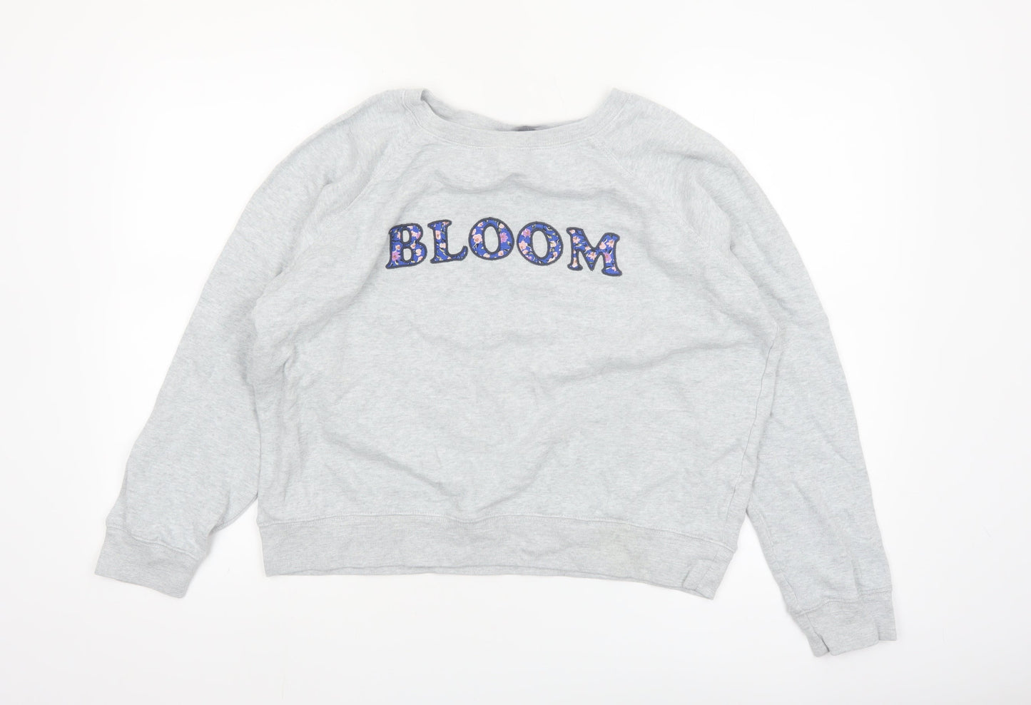 Marks and Spencer Women Grey Floral Bloom Pullover Sweatshirt Size 14