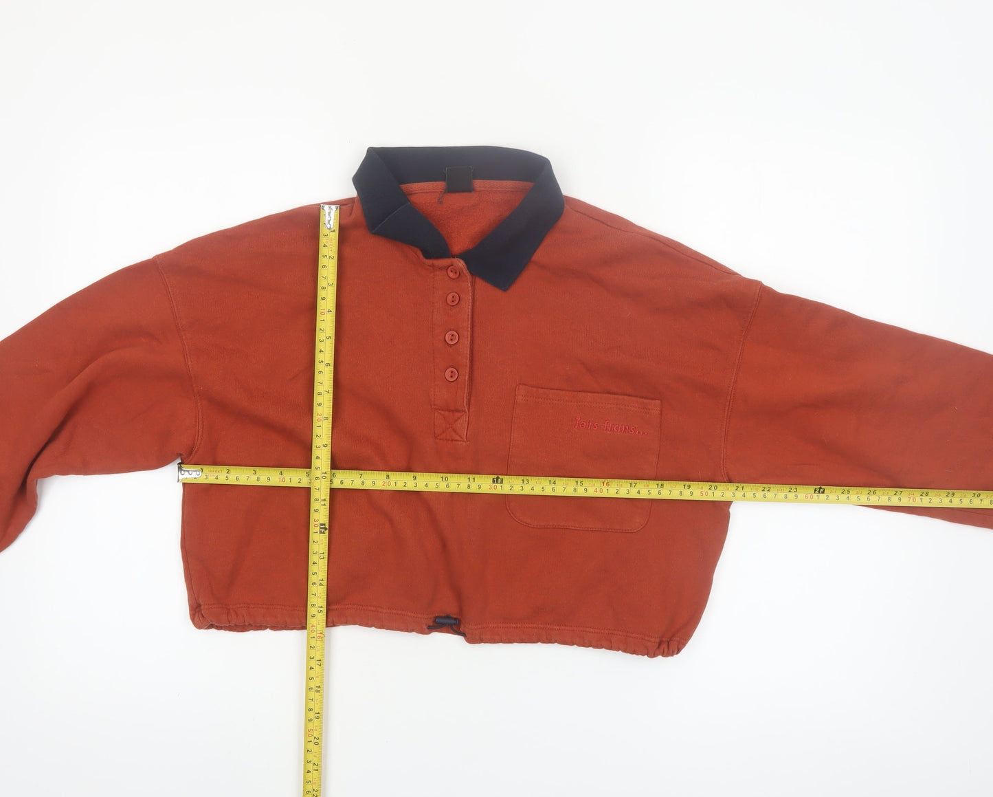 Outfitters Women Rust Orange Collared Henley Pullover Sweatshirt M