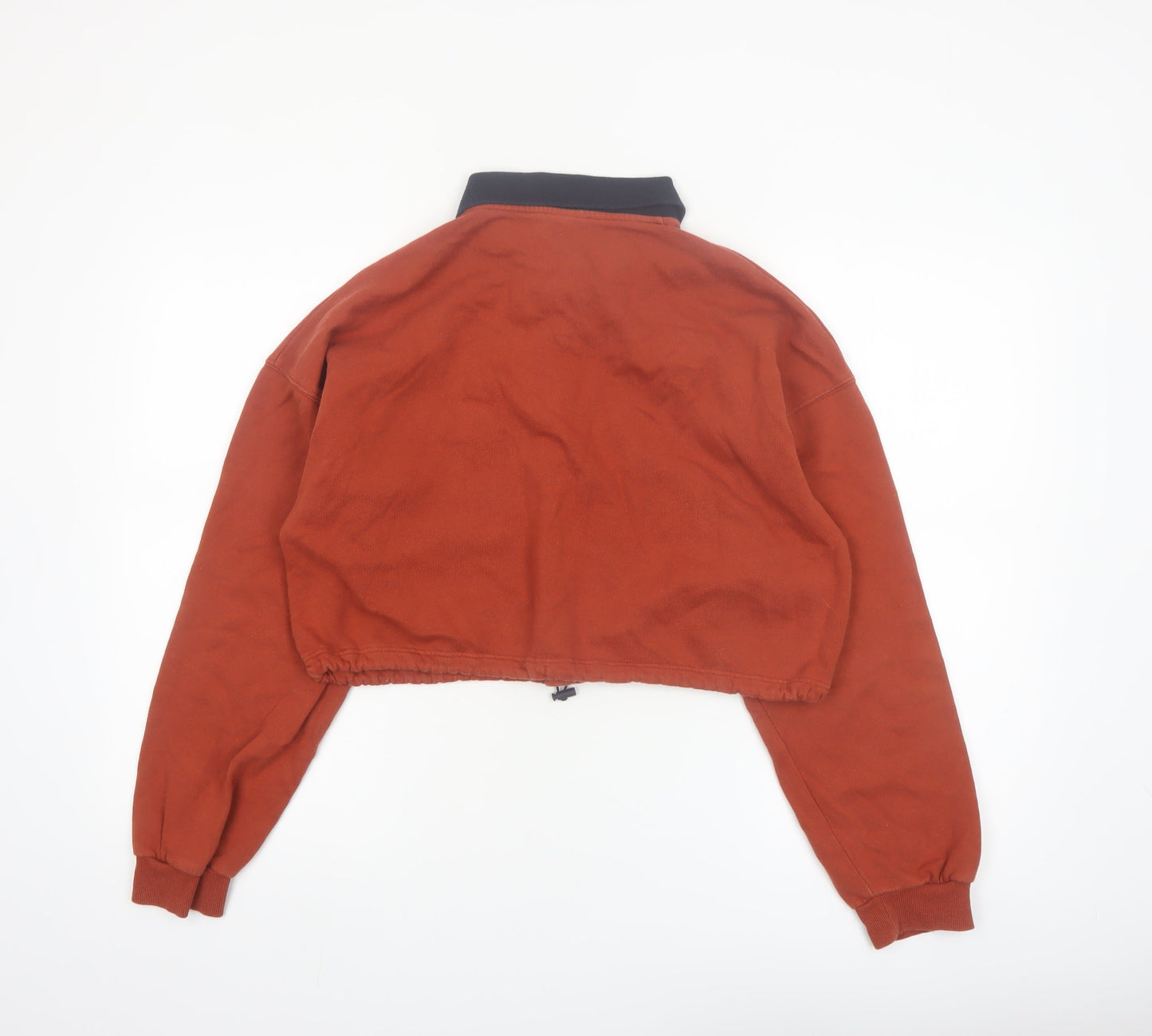 Outfitters Women Rust Orange Collared Henley Pullover Sweatshirt M