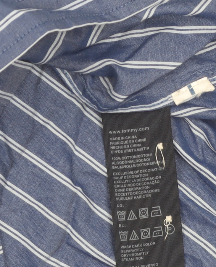 Tommy Hilfiger Men's Blue Striped Cotton Button-Up Shirt XS