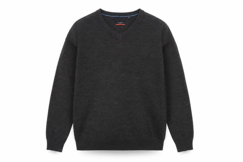 Pierre Cardin Men’s Grey 2XL V-Neck Acrylic Pullover Jumper