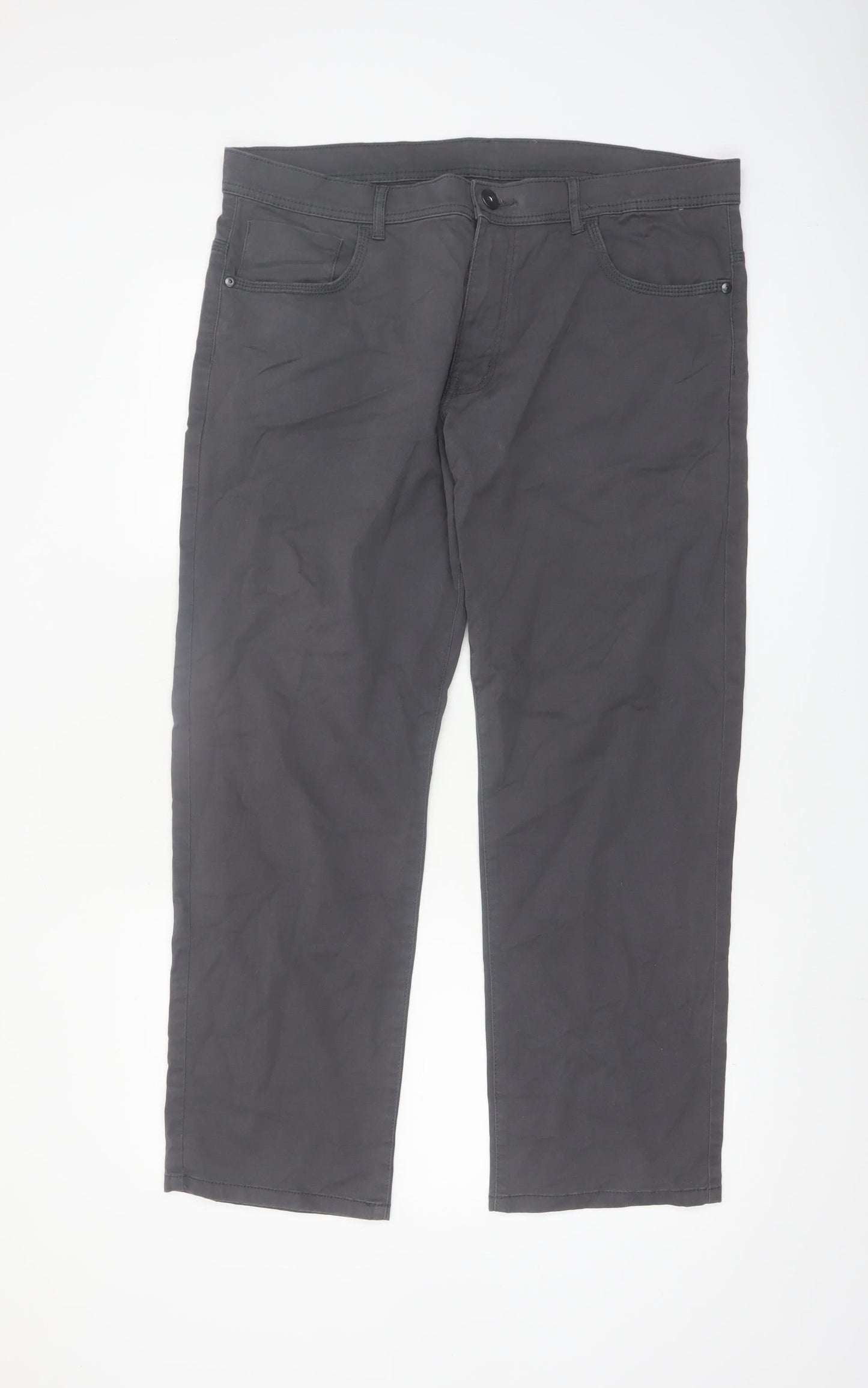 Dunnes Stores Men's Charcoal Chino Trousers Size 38W 30L Cotton Blend
