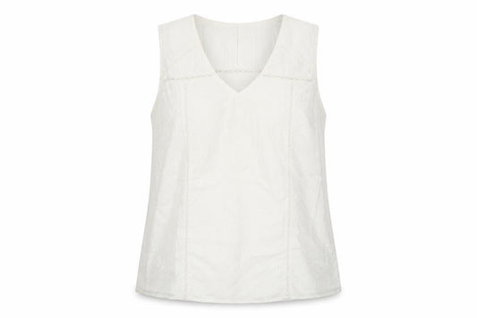 Front view of Crew Clothing Women's White Cotton Sleeveless Blouse, size 12