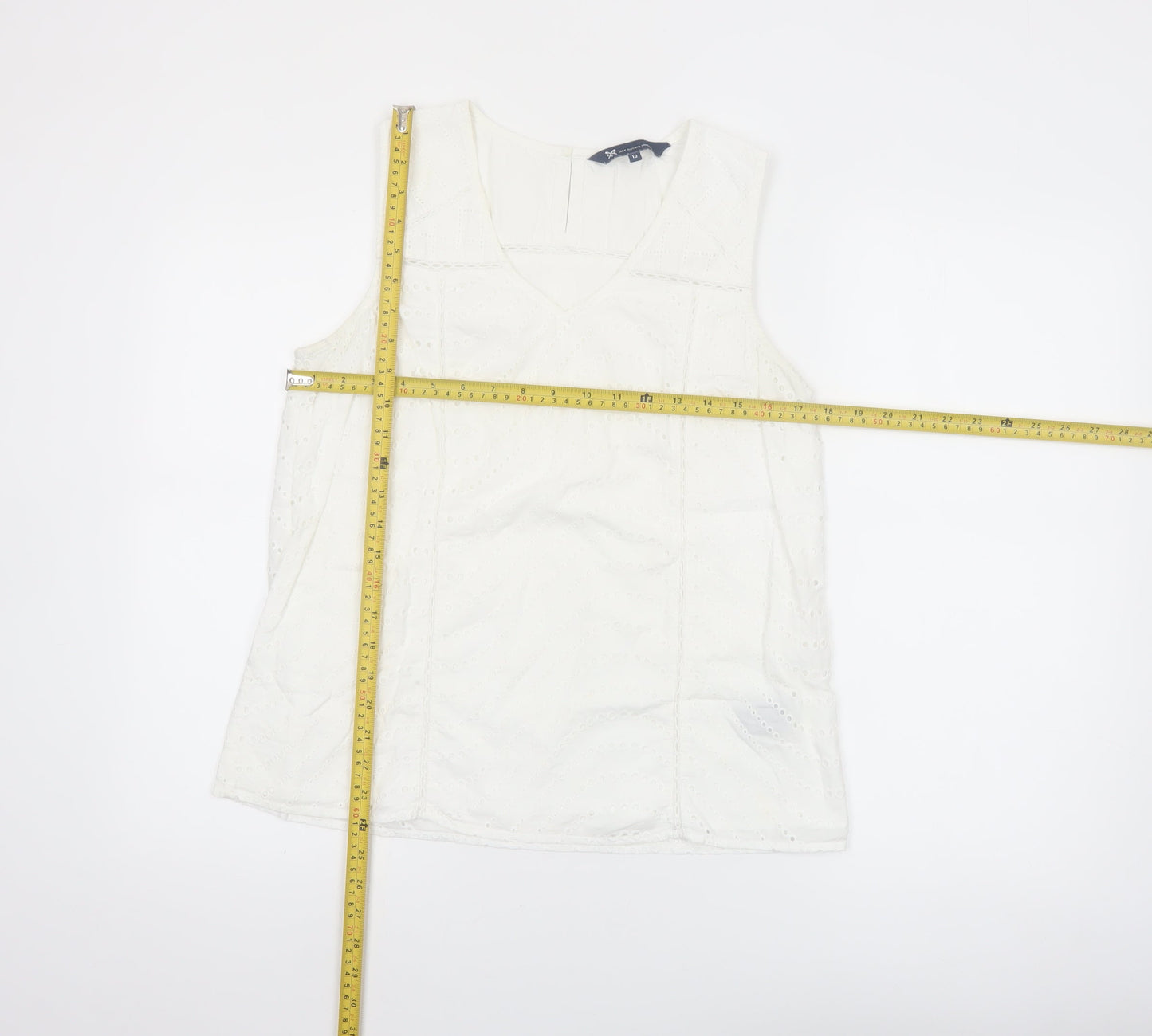 Crew Clothing Company Women's White Cotton Sleeveless Blouse Size 12