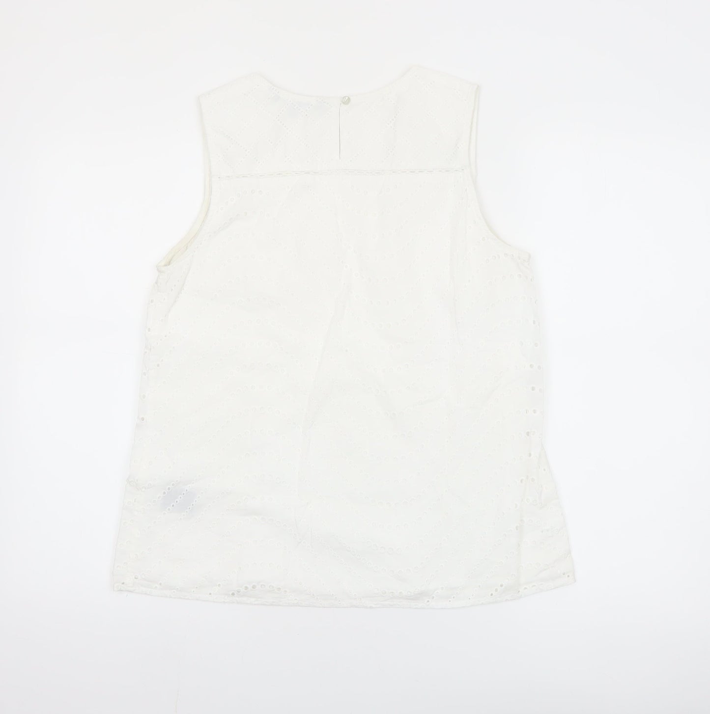 Crew Clothing Company Women's White Cotton Sleeveless Blouse Size 12