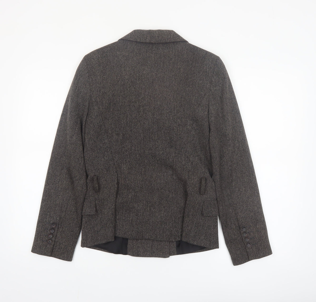 Zara Women Brown Tweed Double-Breasted Blazer M Classic Workwear