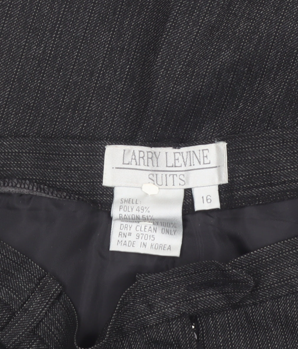 Larry Levine Women’s Grey Pleated Dress Pants Size 16 Tailored Twill Trousers