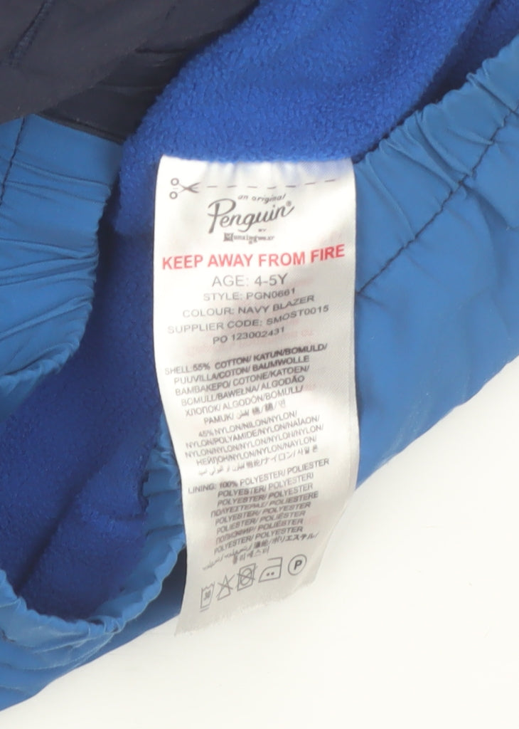 Original Penguin Boys Blue Colourblock Hooded Windbreaker Jacket 4-5 Years
