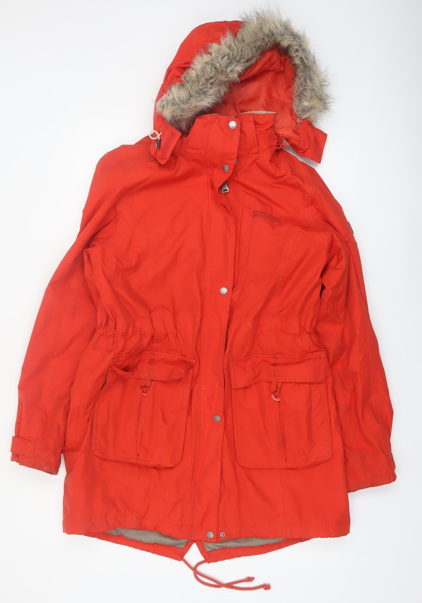 Regatta Womens Red Waterproof Parka Coat UK 14 Hooded Faux Fur Outdoor
