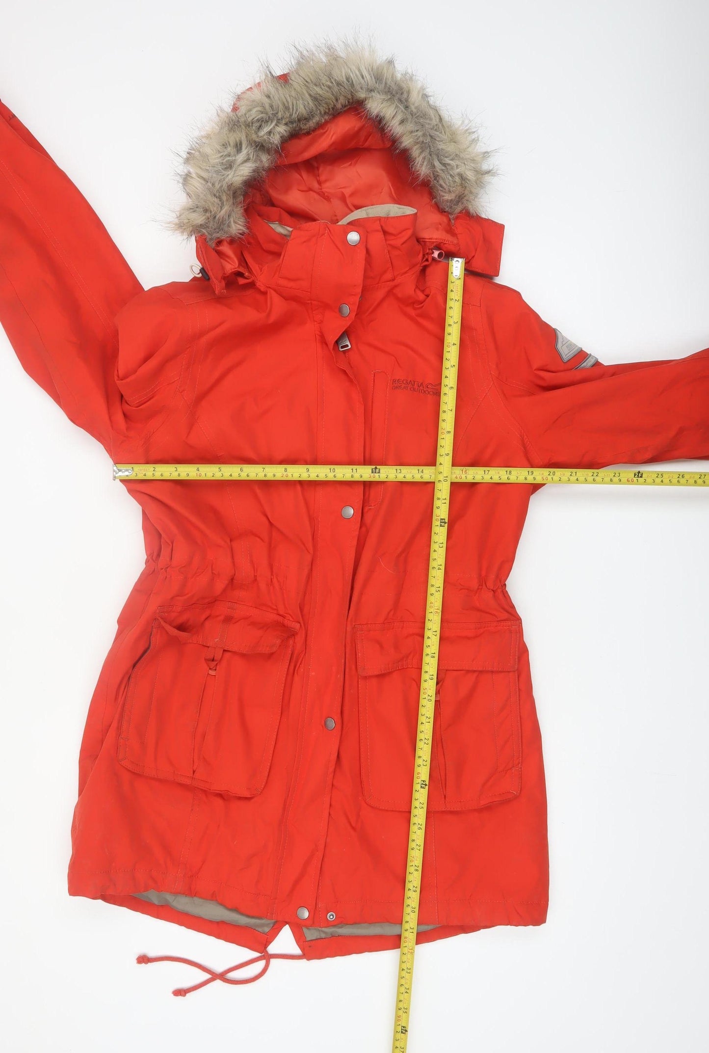 Regatta Womens Red Waterproof Parka Coat UK 14 Hooded Faux Fur Outdoor