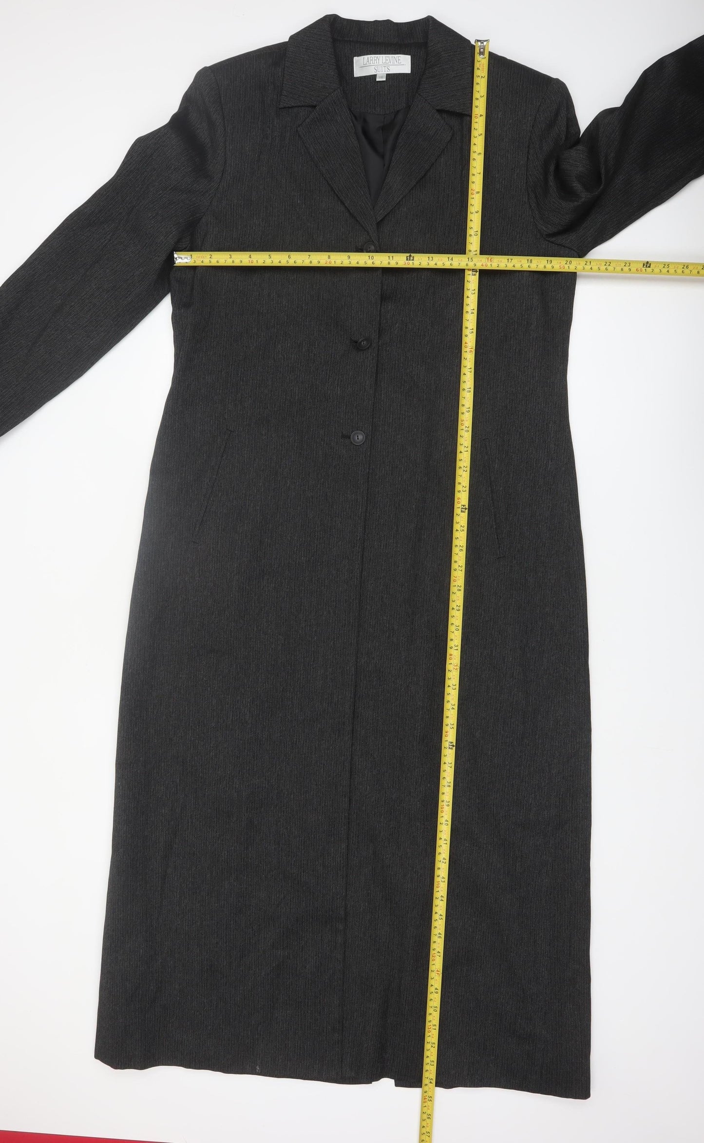 Larry Levine Women’s Grey Pinstripe Long Overcoat Size 16