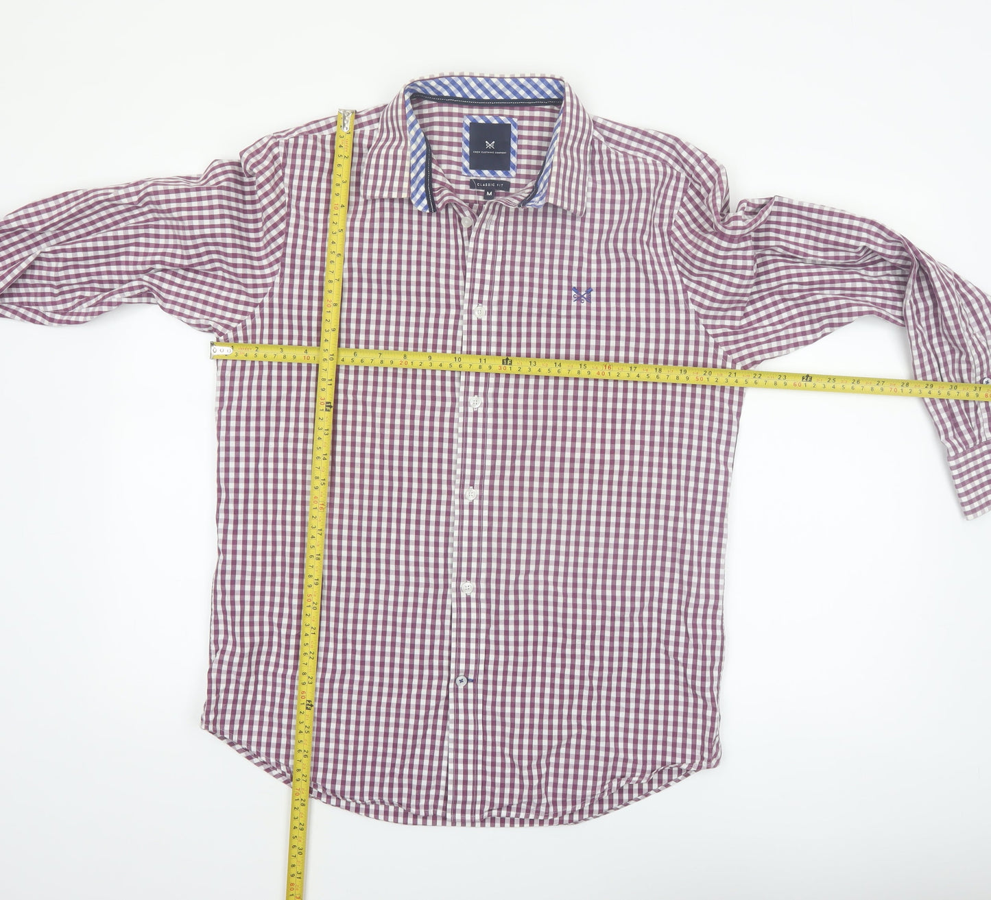 Crew Clothing Company Men's Red Check Classic Fit Long Sleeve Button-Up Shirt M
