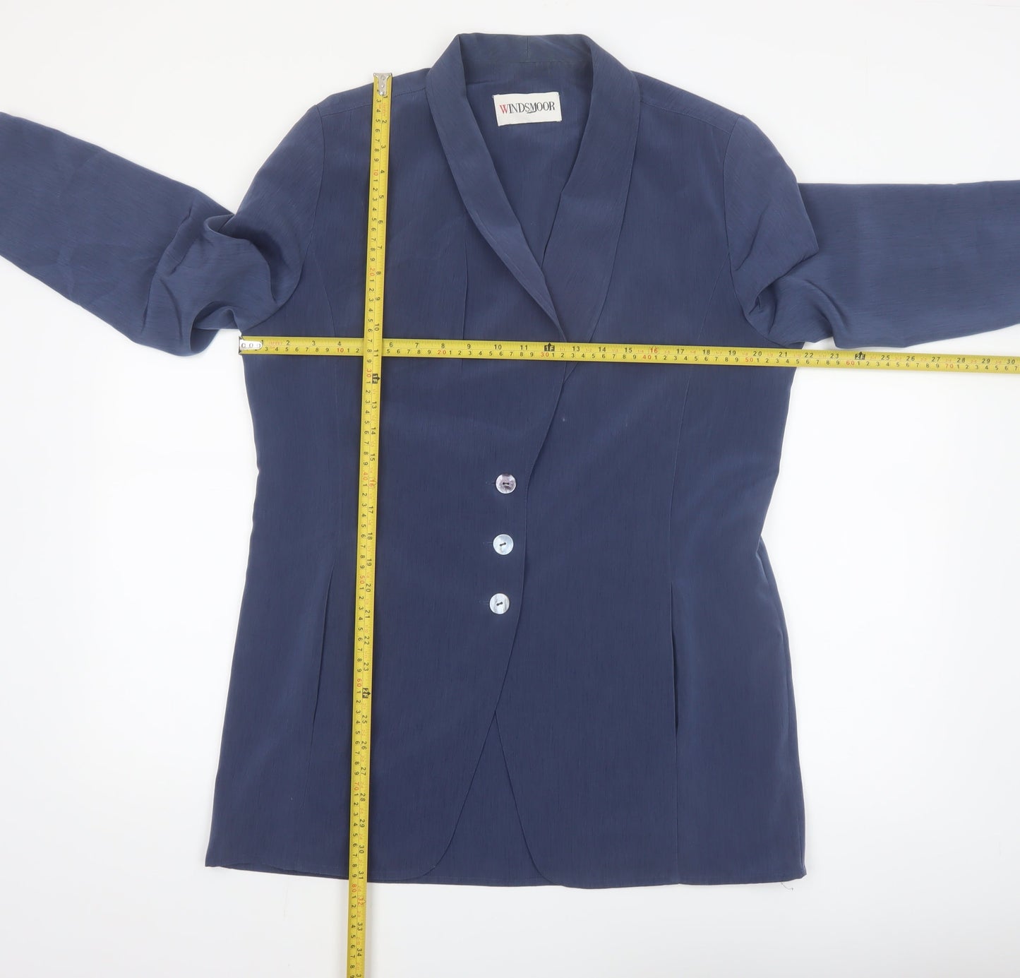 Windsmoor Women's Blue Shawl Lapel Single-Breasted Blazer Size 14