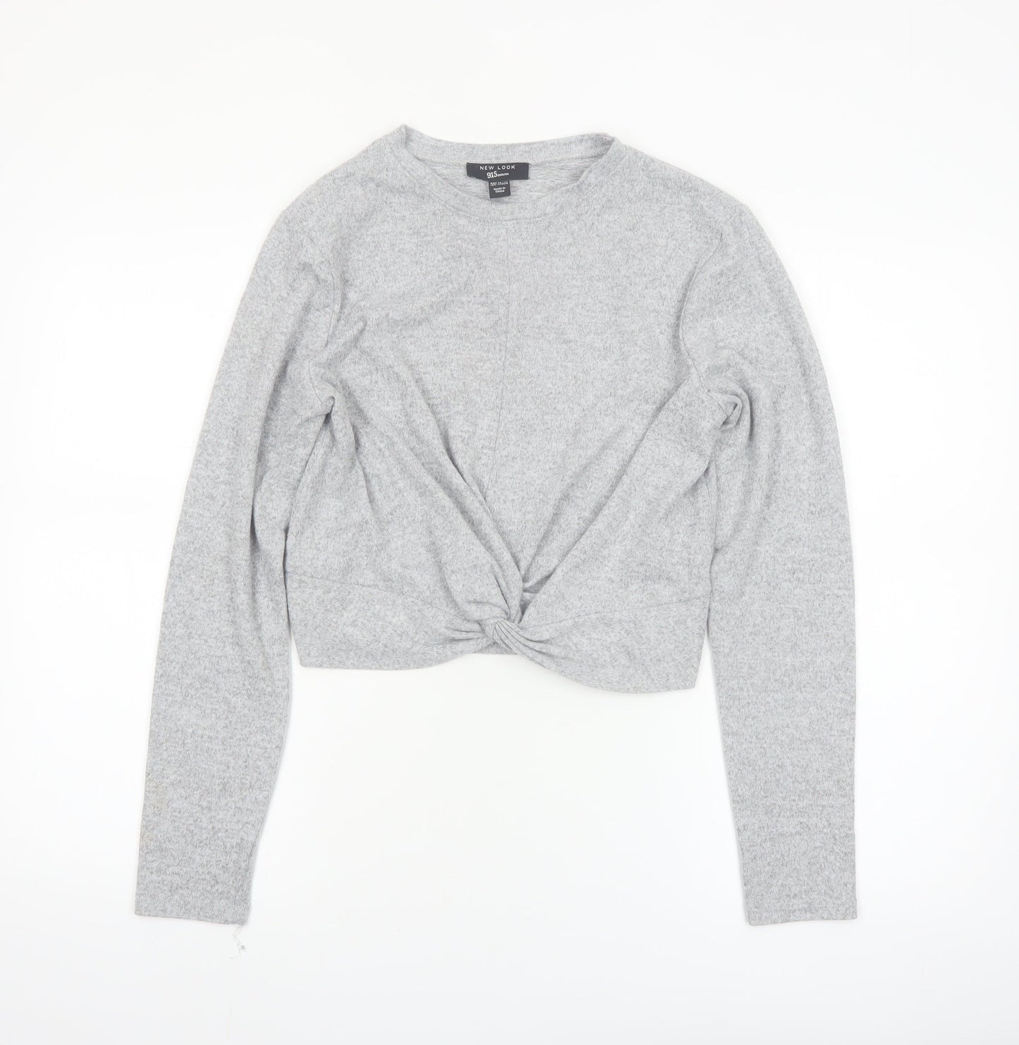 New Look Girls Grey Cropped Twist Front Long Sleeve Top 14-15 Years