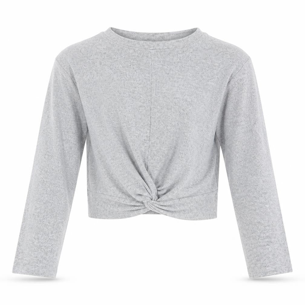 New Look Girls Grey Cropped Twist Front Long Sleeve Top 14-15 Years