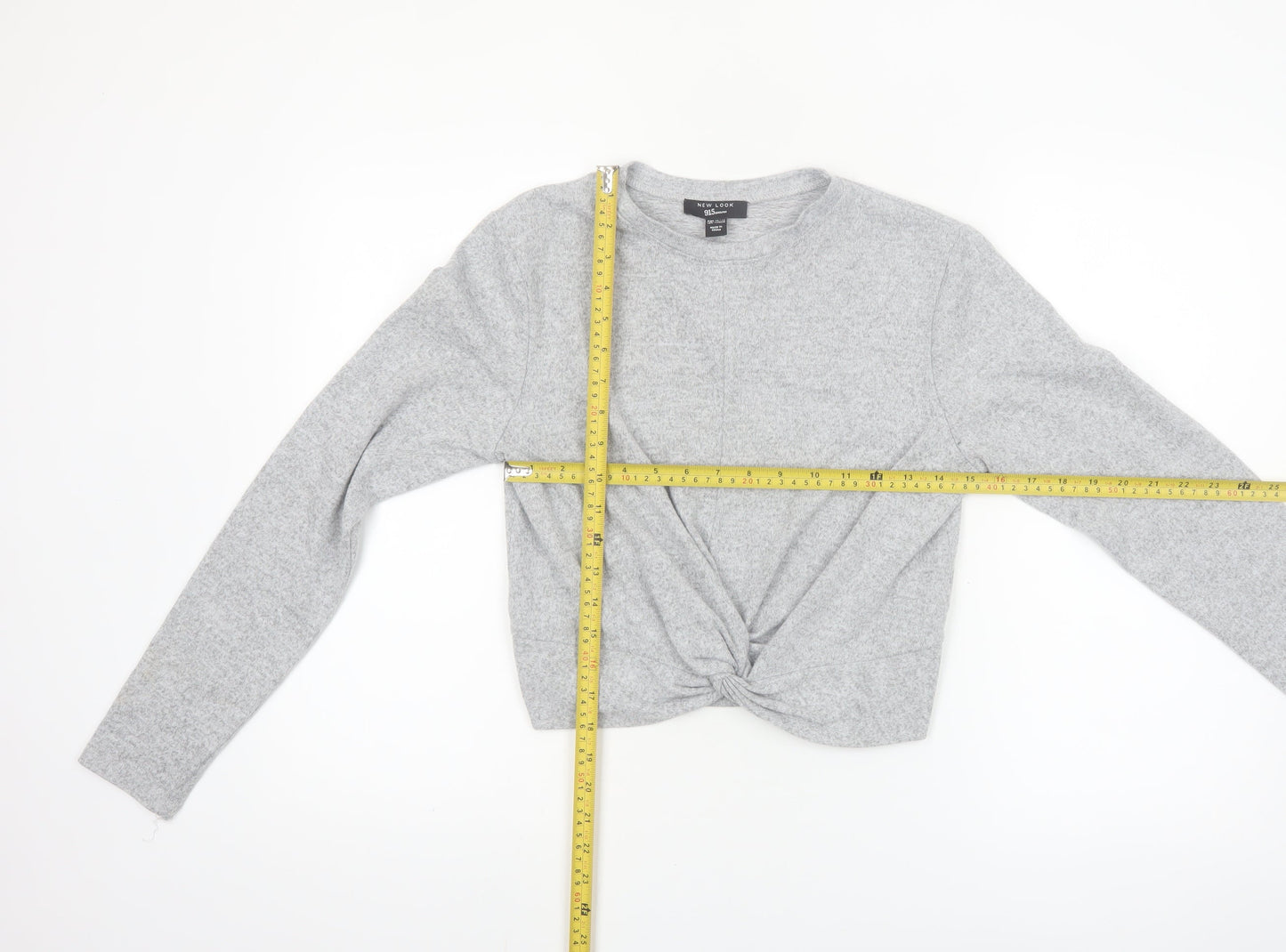 New Look Girls Grey Cropped Twist Front Long Sleeve Top 14-15 Years