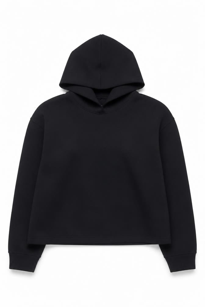 Uniqlo Women Black Medium Pullover Hoodie Polyester Blend