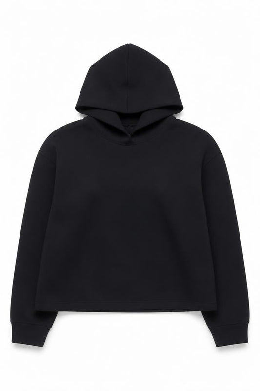 Uniqlo Women Black Medium Pullover Hoodie Polyester Blend