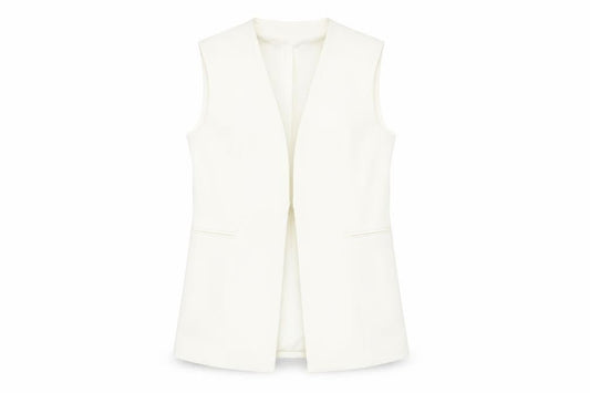 Zara Women Ivory Sleeveless Suit Waistcoat Size S Tailored Lined