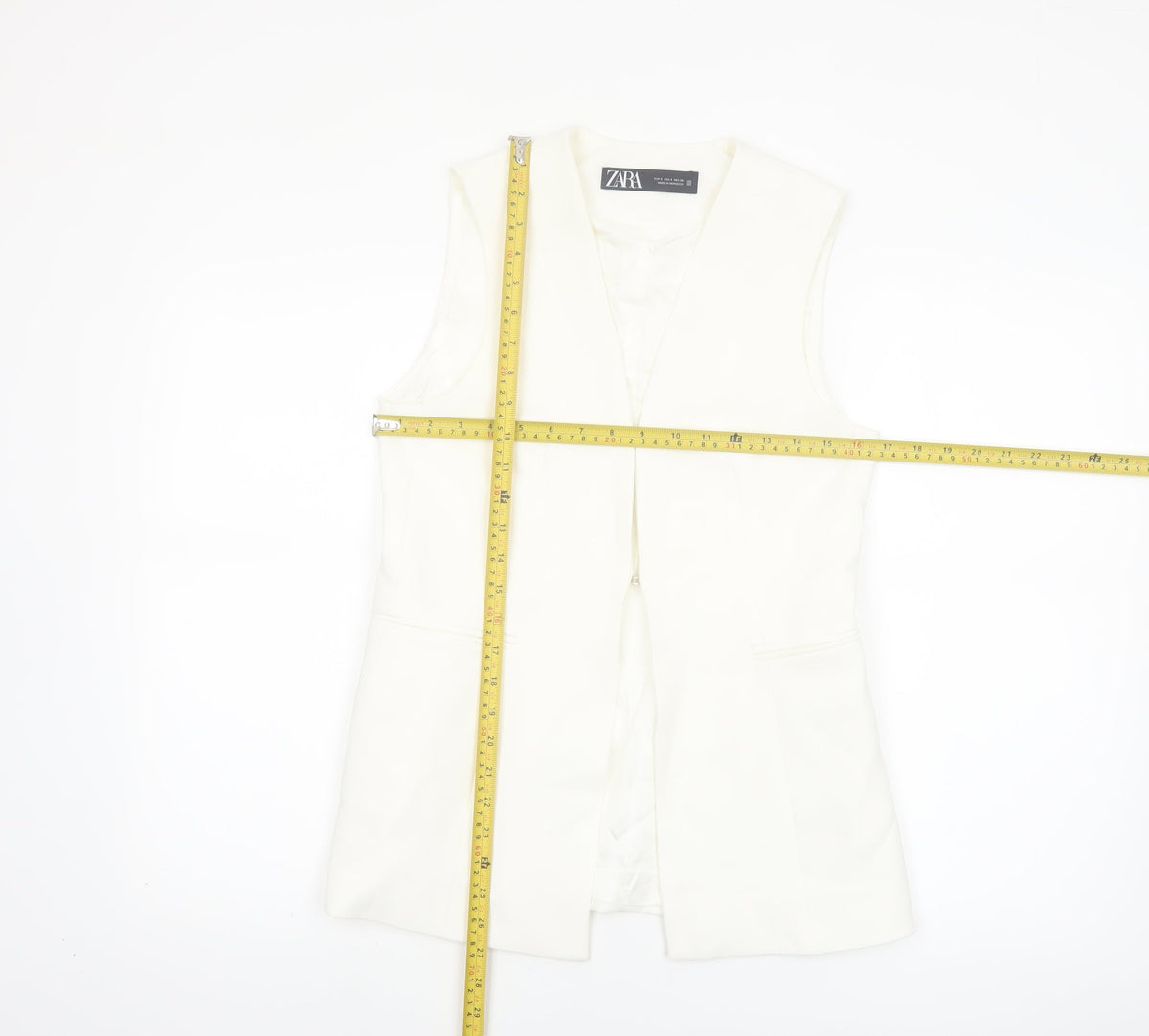 Zara Women Ivory Sleeveless Suit Waistcoat Size S Tailored Lined