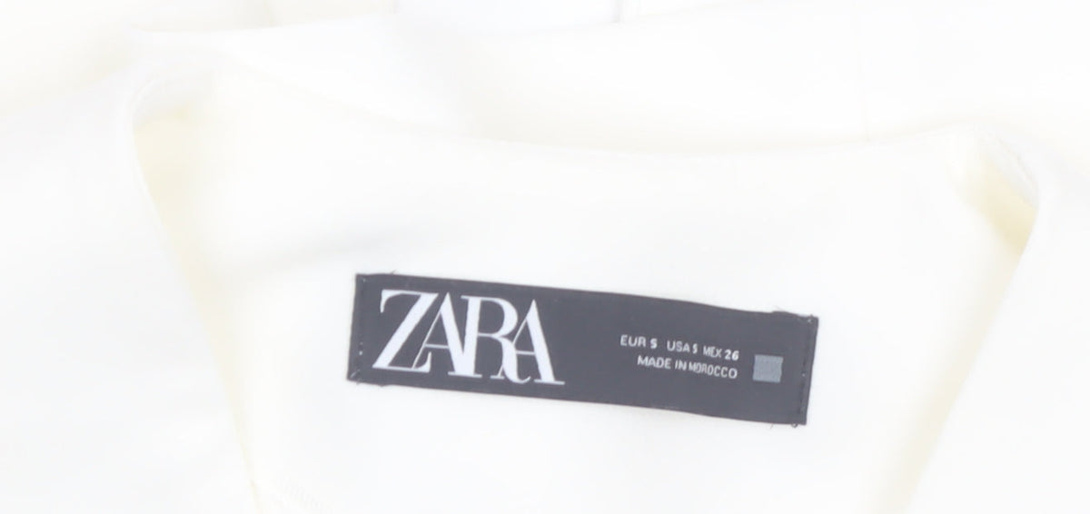Zara Women Ivory Sleeveless Suit Waistcoat Size S Tailored Lined