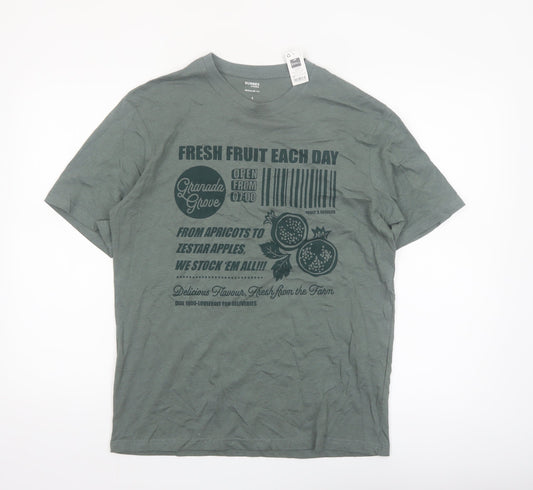 Dunnes Stores Men's Green Graphic Print Regular Fit T-Shirt Size S