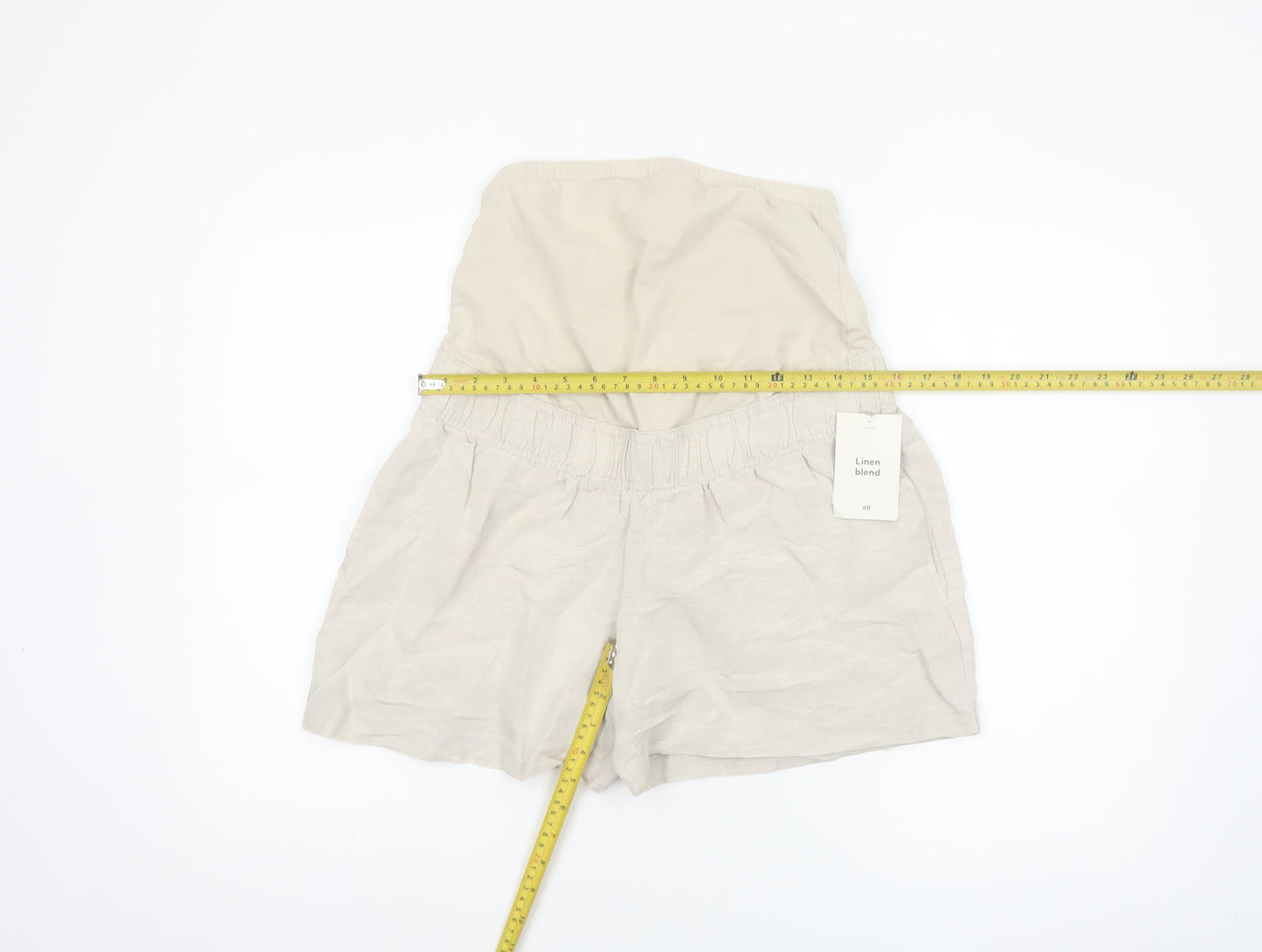 H&M Women Beige Maternity Linen Blend Casual Shorts Size S