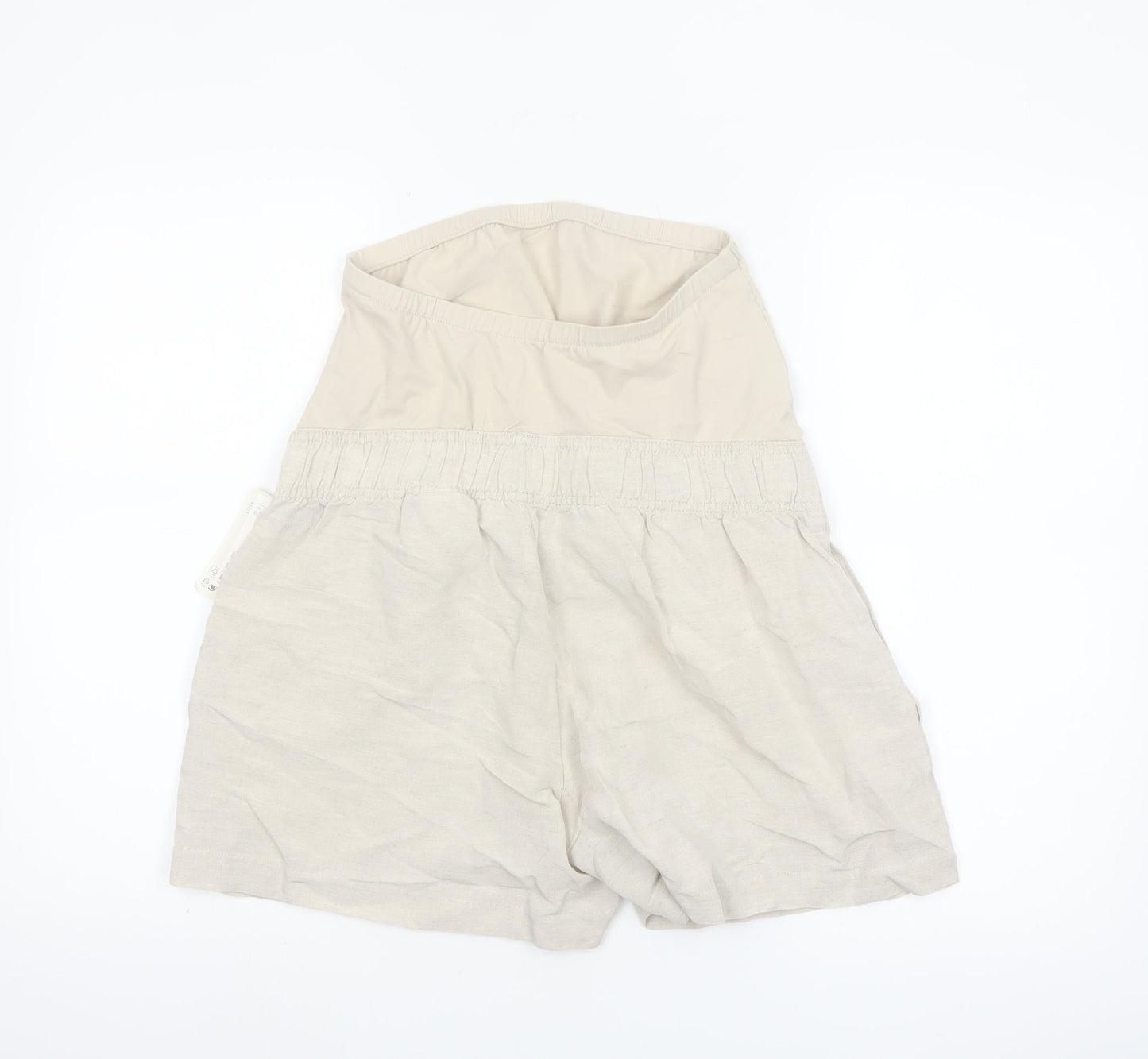 H&M Women Beige Maternity Linen Blend Casual Shorts Size S