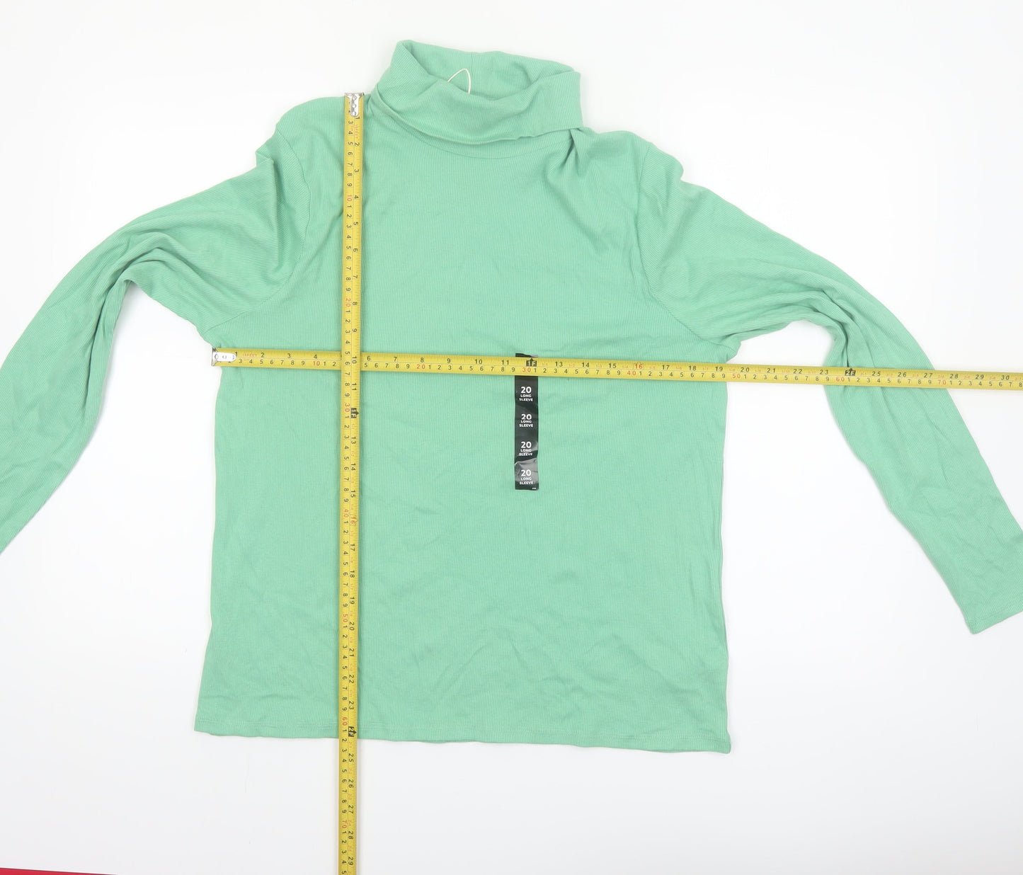 Marks and Spencer Womens Green Roll Neck Long Sleeve Cotton Top Size 20