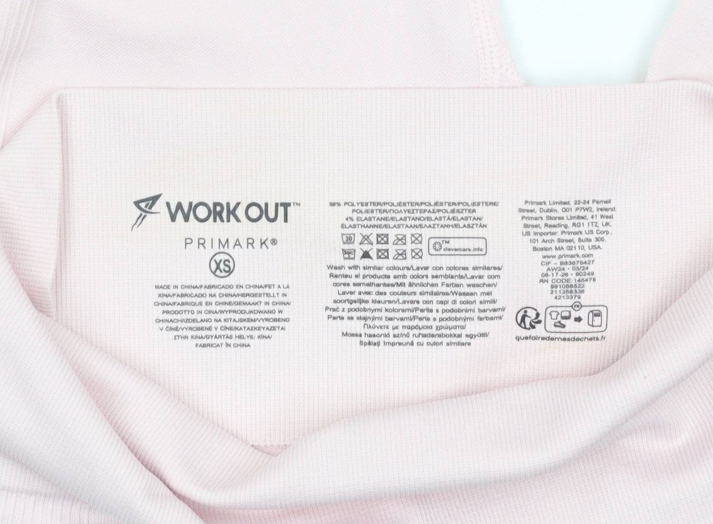 Primark Womens Pink XS Seamless Workout Leggings