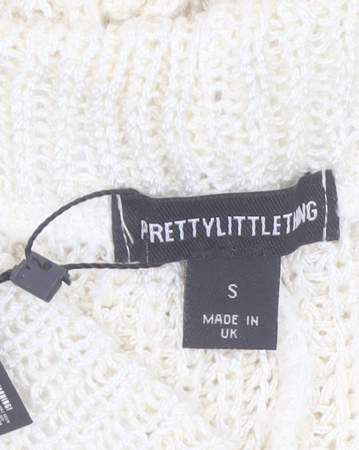 PrettyLittleThing Women's Ivory Knitted Flared Trousers Size S