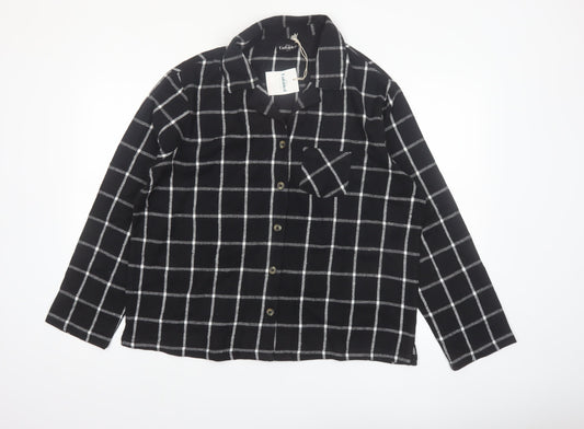 This is Unfolded Women's Black Check Flannel Pyjama Top UK 16