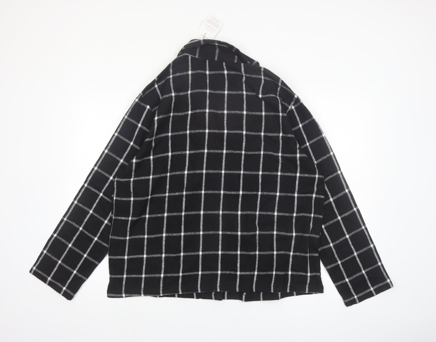 This is Unfolded Women's Black Check Flannel Pyjama Top UK 16