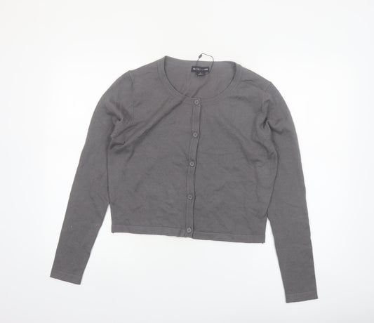 PrettyLittleThing Women's Grey Knit Button Cardigan M