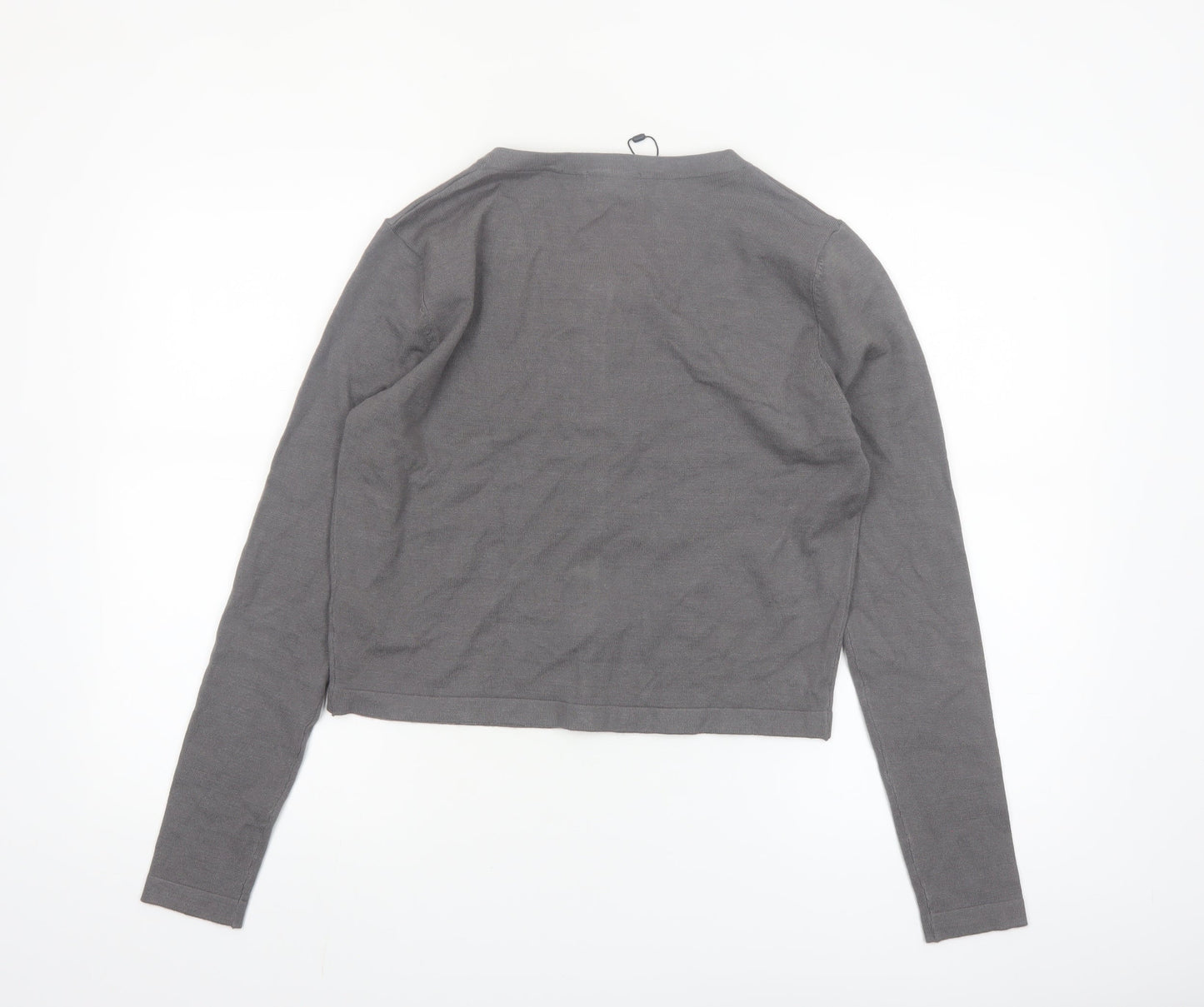 PrettyLittleThing Women's Grey Knit Button Cardigan M