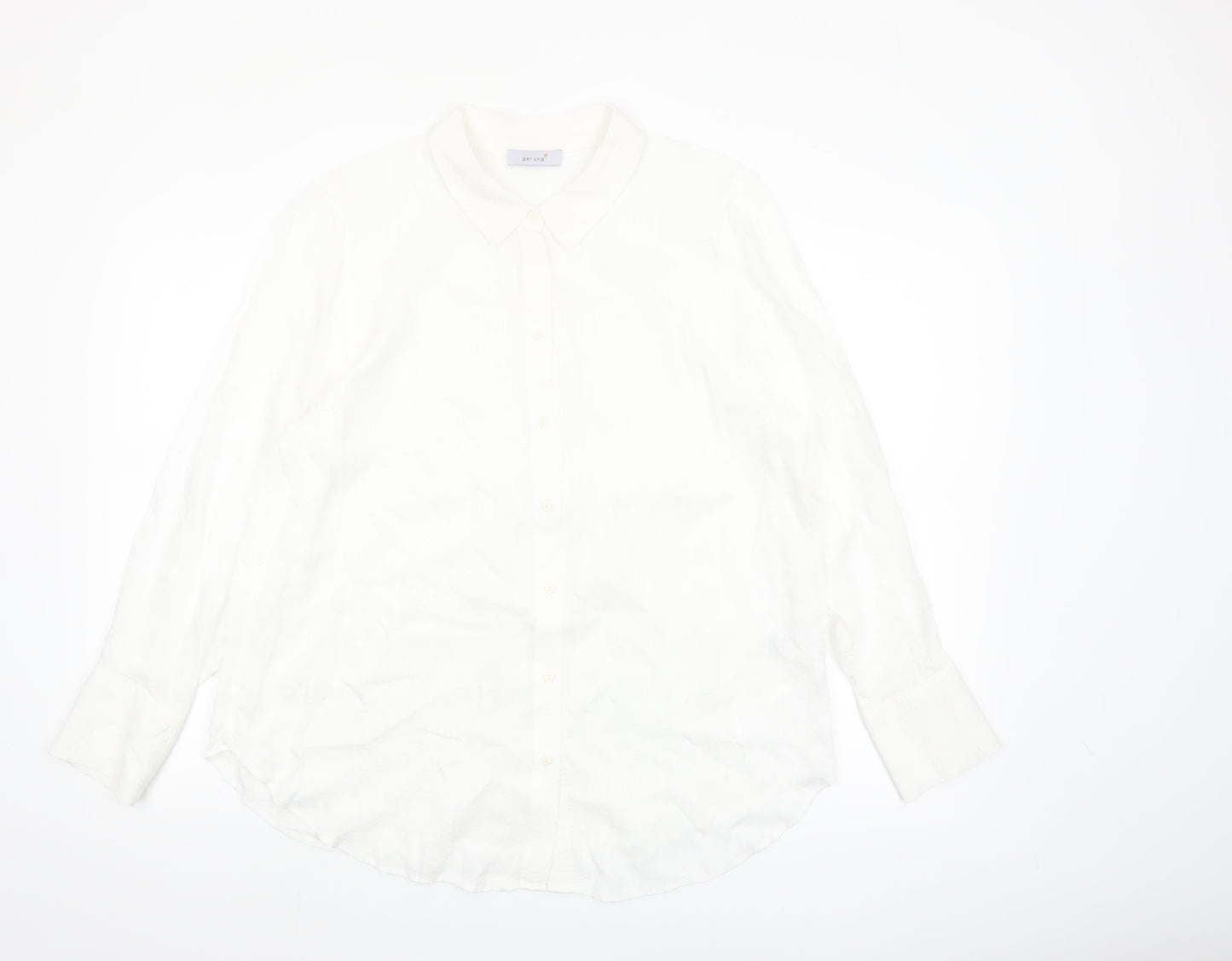 Marks and Spencer Women White Button-Up Shirt UK 16 Classic Long Sleeve