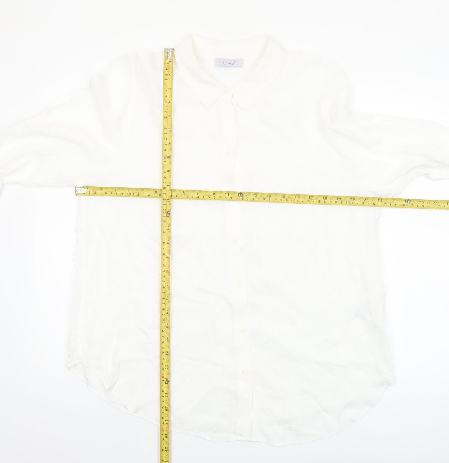 Marks and Spencer Women White Button-Up Shirt UK 16 Classic Long Sleeve