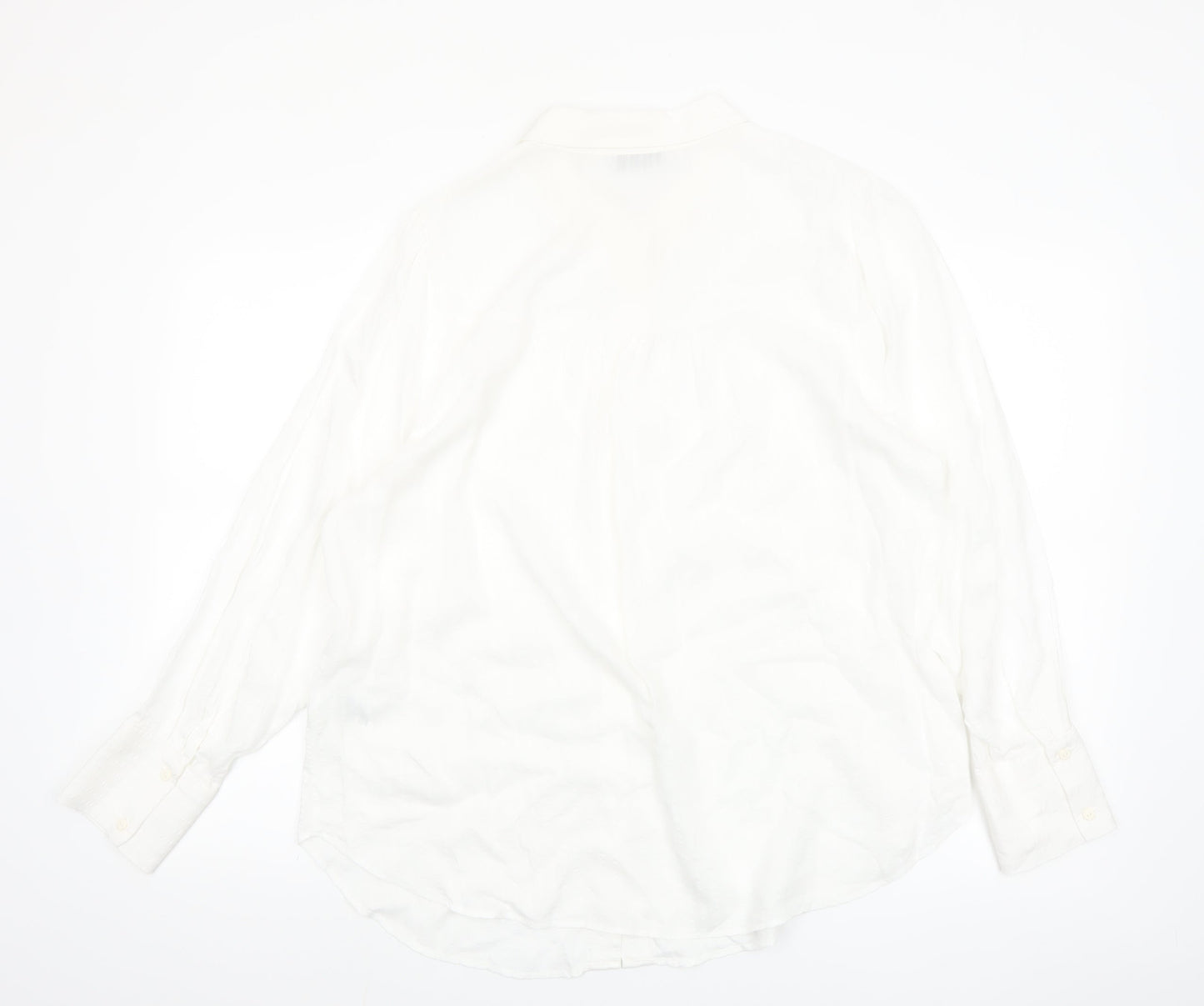 Marks and Spencer Women White Button-Up Shirt UK 16 Classic Long Sleeve