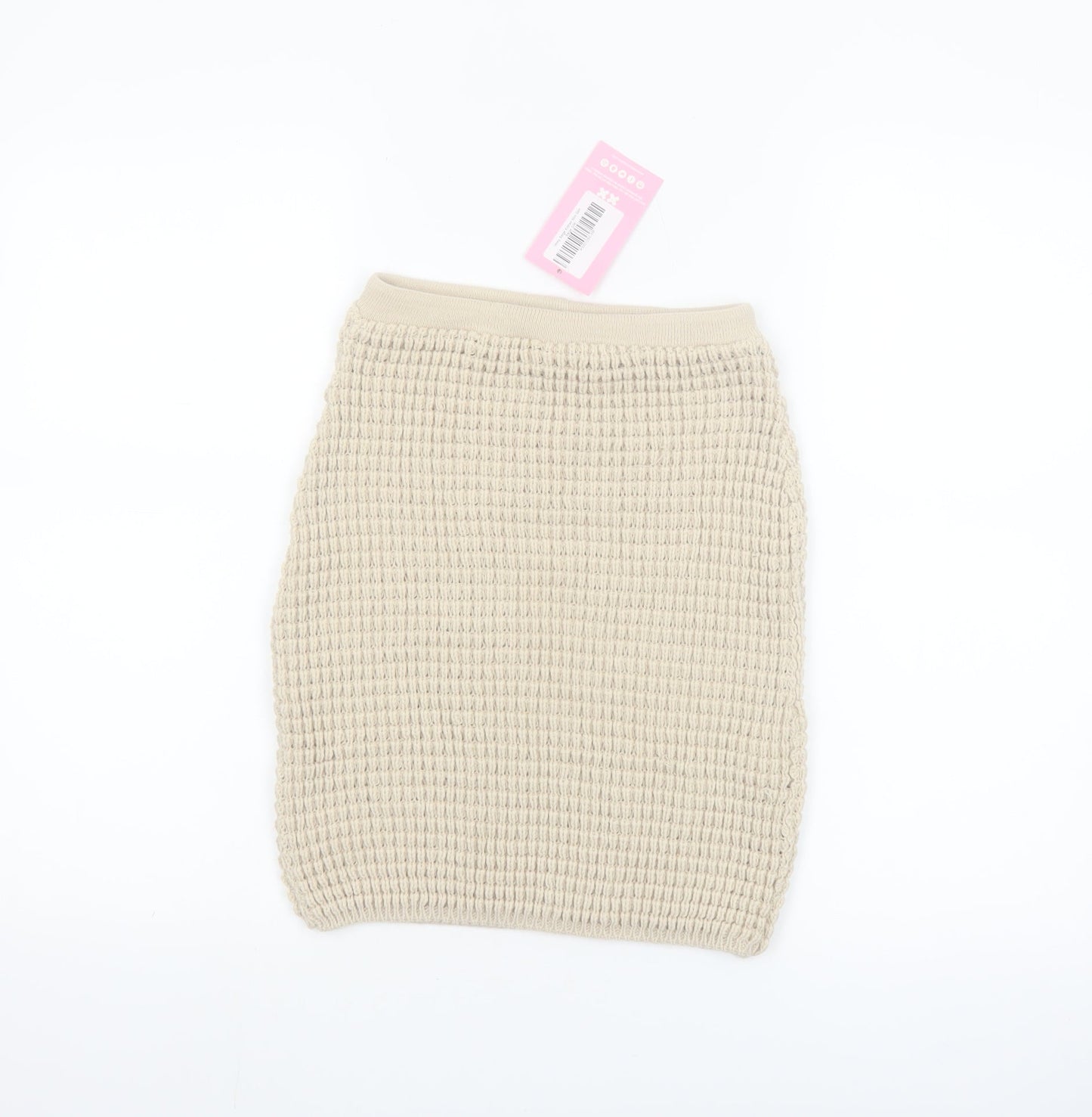 MissyEmpire Women Beige Knit Short Pencil Skirt Size S