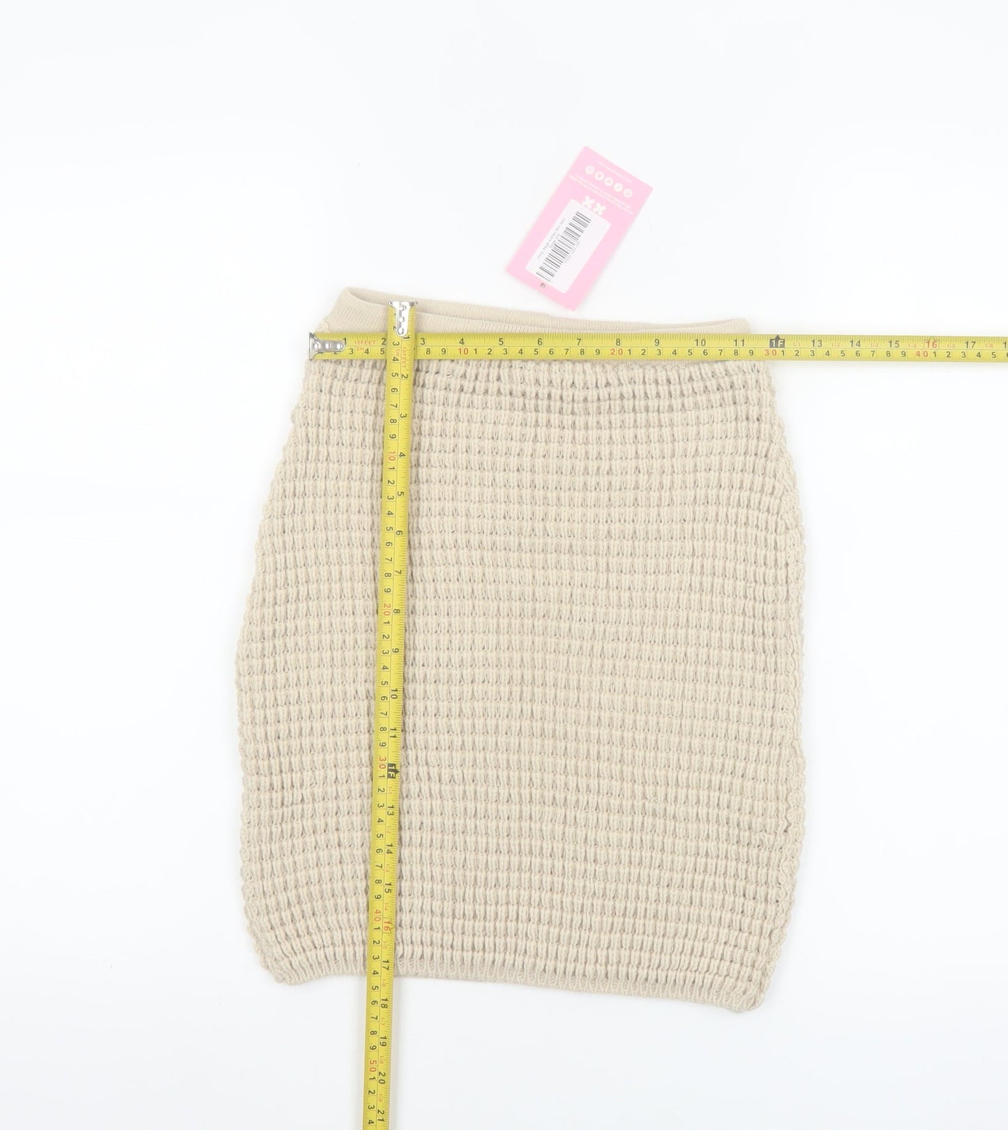 MissyEmpire Women Beige Knit Short Pencil Skirt Size S