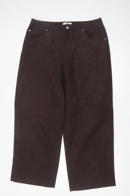 Marks and Spencer Women's Brown Regular Fit Straight Leg Trousers Size 16