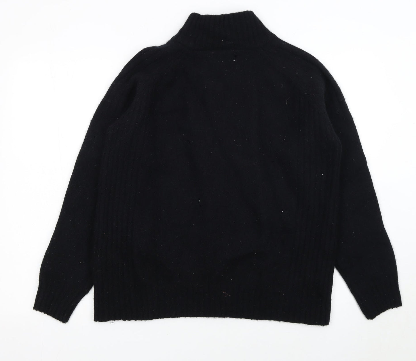 Napapijri Men's Black Wool 1/2 Zip High Neck Jumper M