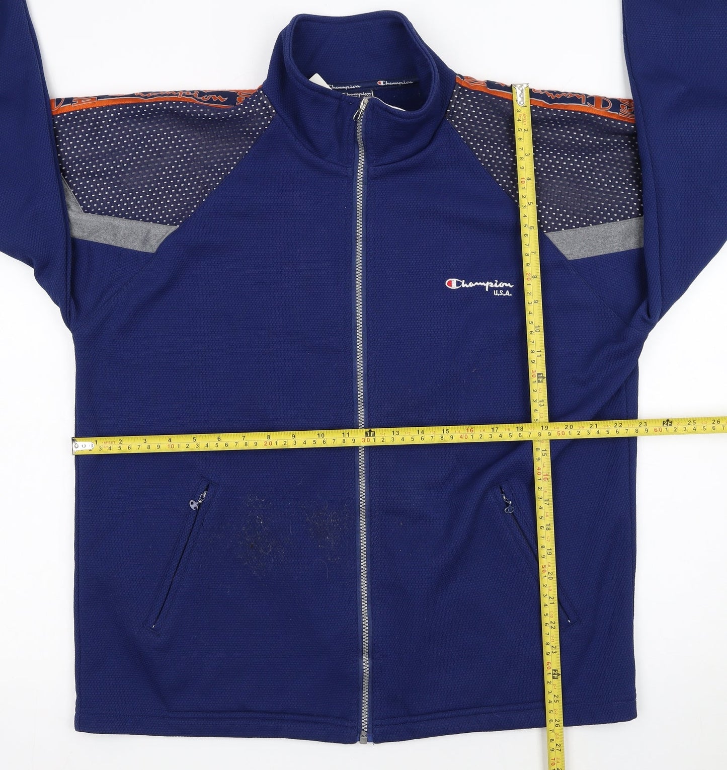 Champion Men's Blue Medium Full Zip Track Jacket 90s Sports Style