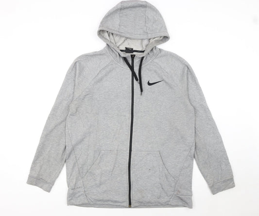 Nike Men's Grey Dri-Fit Full Zip Hoodie Size L Sportswear