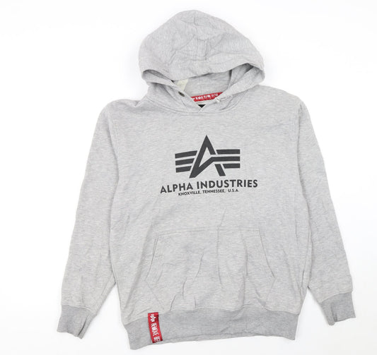 Alpha Industries Men's Grey Pullover Hoodie Small Regular Fit